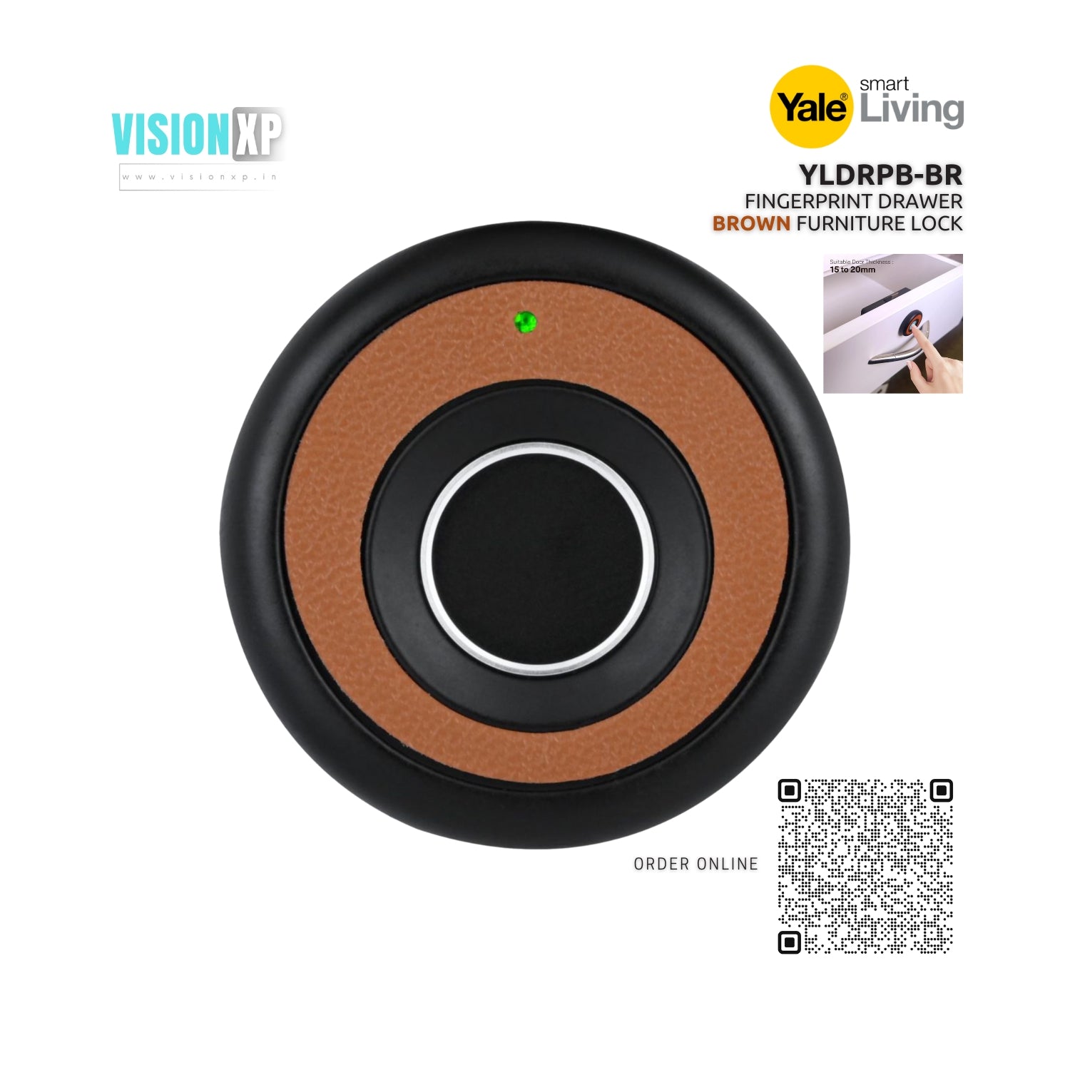 Yale YLDRPB-BR Biometric Fingerprint Smart Premium Brown Colour Drawer Furniture Lock Yale YLDRPB-BR Biometric Fingerprint Smart Premium Brown Colour Drawer Furniture Lock